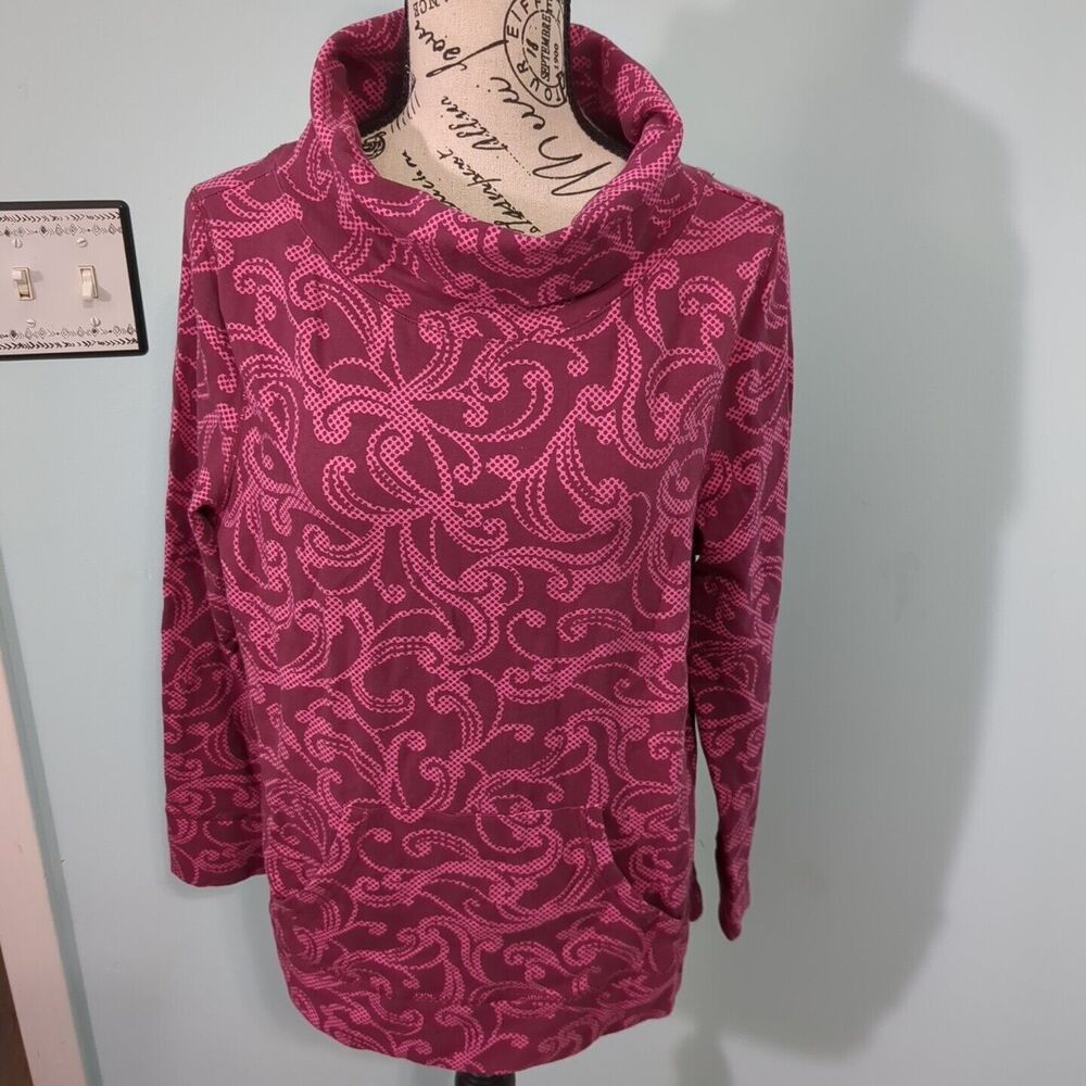 Talbots cowl neck sweater sweatshirt pullover medium petite pink mauve